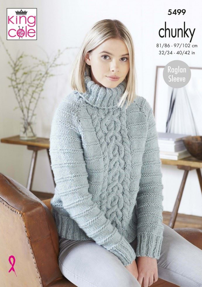 King Cole Big Value Poplar Chunky Knitting Pattern 5499, Sweaters for Men and Women - 32 - 40 Inches & 42 - 52 Inches