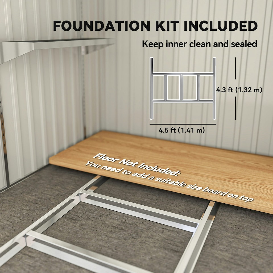 image 1 of Outsunny 7 x 5FT Garden Shed w/ Foundation Lean to Metal Tool Shed Dark Grey | Multi | 154W x 206.5D x 181Hcm | 1