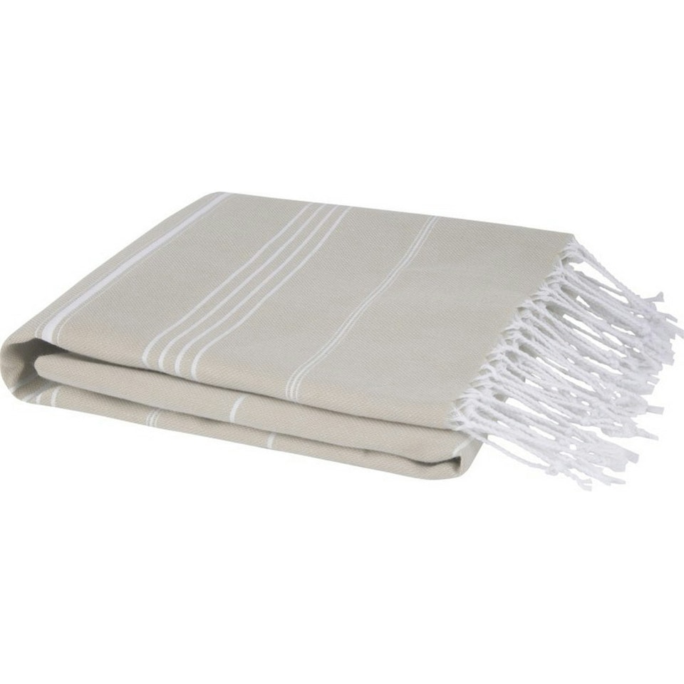 image 1 of Anna Hammam Striped Cotton Beach Towel - Beige - One Size