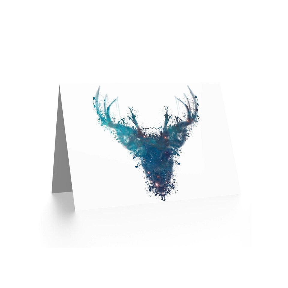 image 1 of Ink Splat Stag Deer Art Blank Just to Say Card