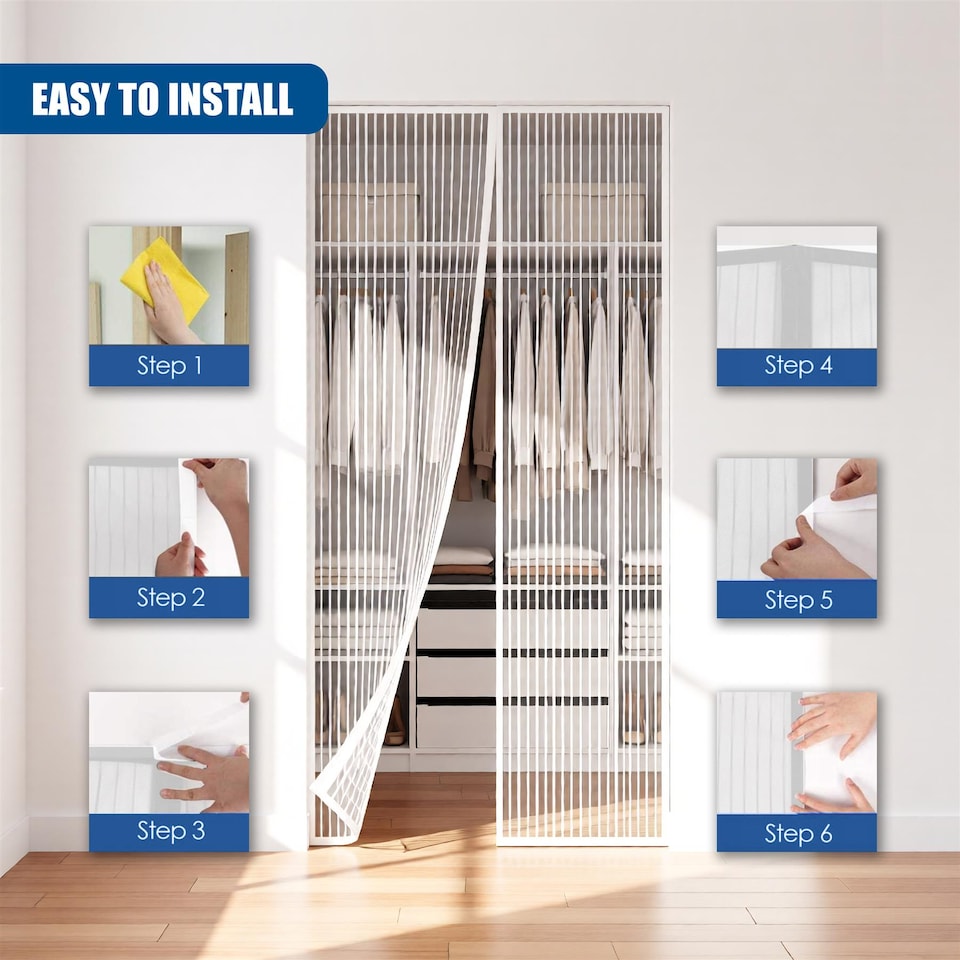 image 1 of GEEZY Magnetic Fly Screen Door Curtain 90x120cm White Mesh Insect Screen Mesh