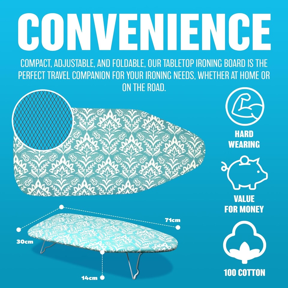 image 1 of Mini Tabletop Ironing Board Ironing Laundry Clothes Adjustable Height
