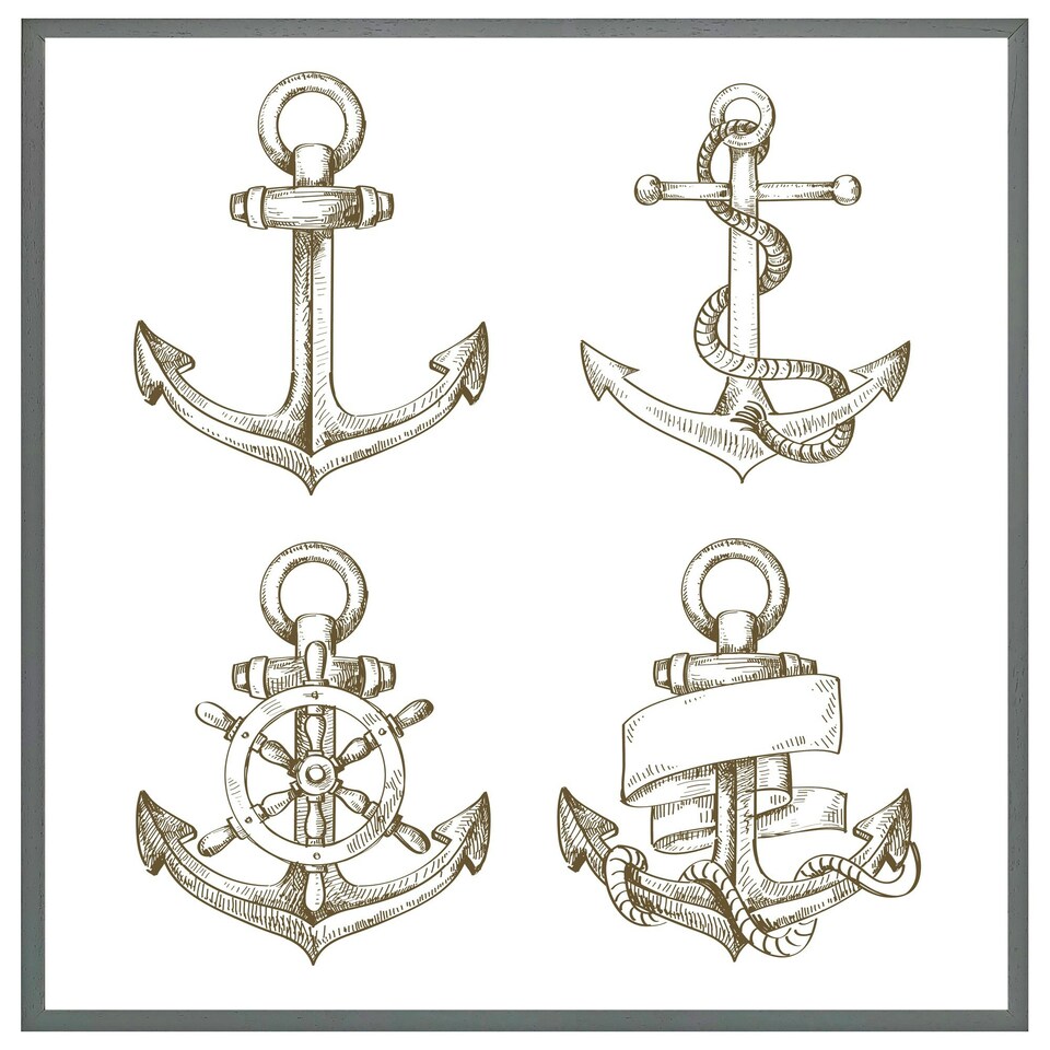 image 1 of Drawn anchors (Picture Frame) Brown | Oak | M