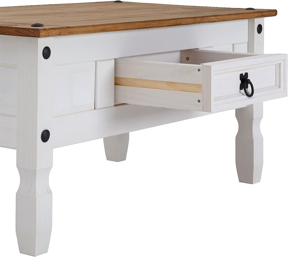 image 1 of Corona Coffee Table White 1 Drawer Solid Wood Occasional Table