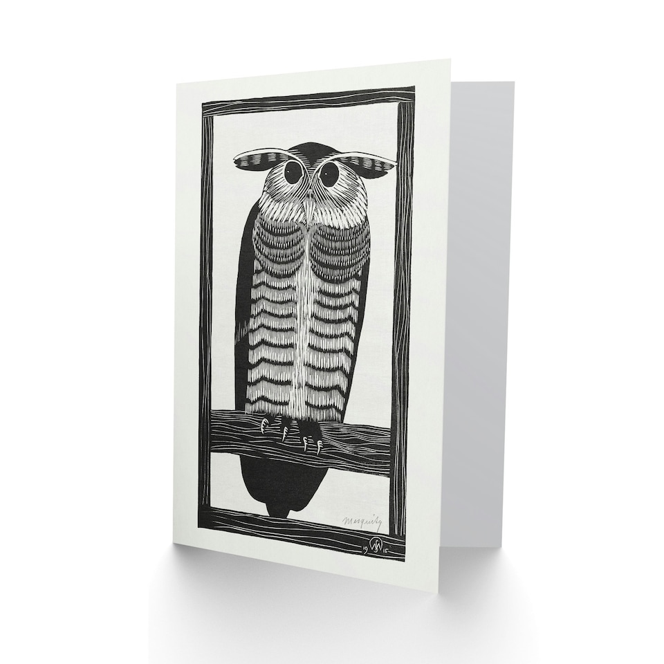image 1 of Samuel J De Mesquita Art Card Stylised Horned Owl