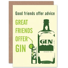 Good Friends Offer Advice Joke Gin Best Friend Funny Birthday Card