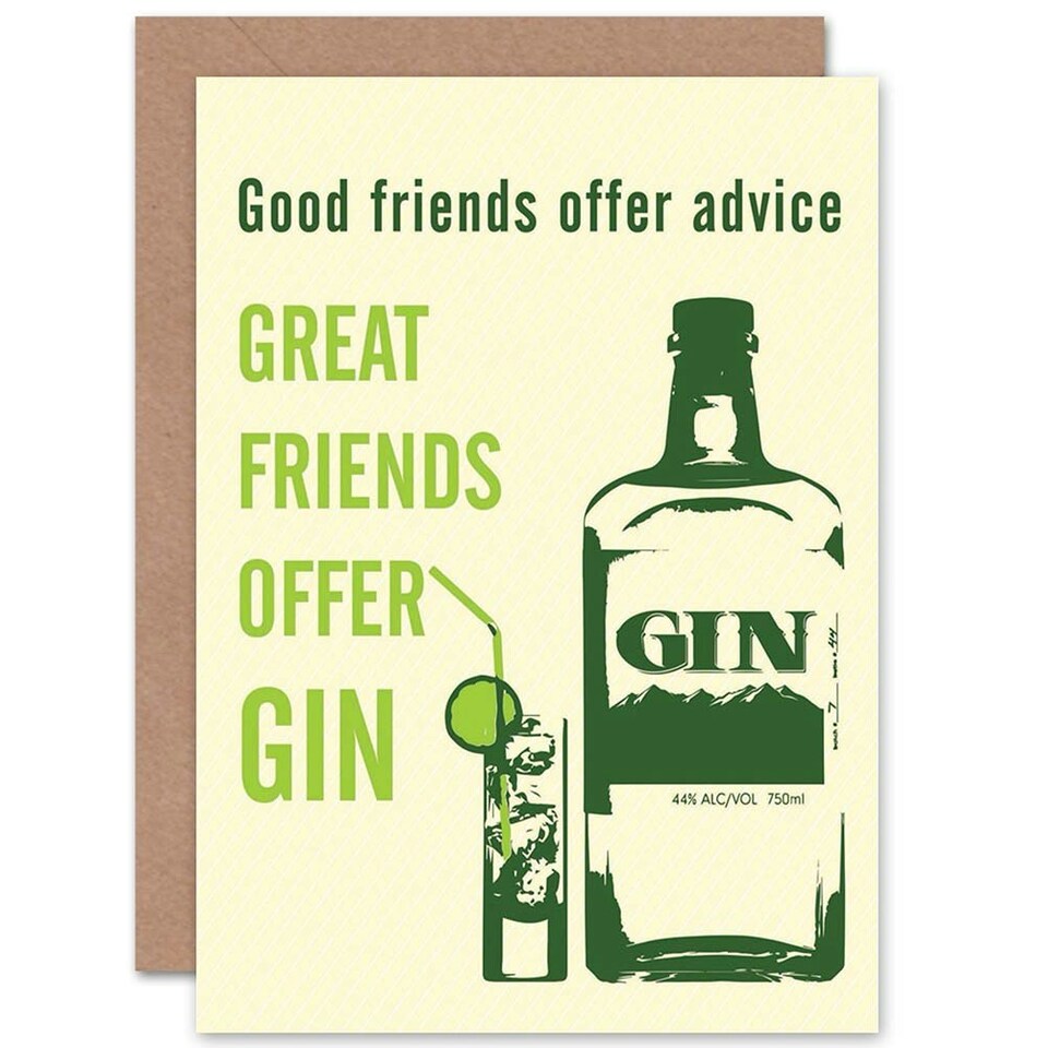image 1 of Good Friends Offer Advice Joke Gin Best Friend Funny Birthday Card