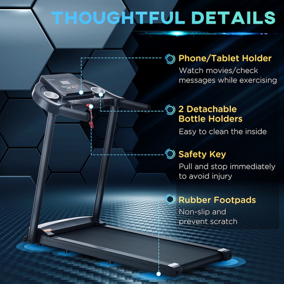 image 1 of HOMCOM Treadmill 1.5HP Electric Motorised Running Machine with LED Display