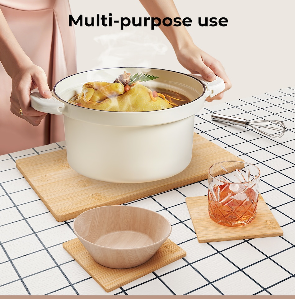 image 1 of TOQUE 8 Pcs Bamboo Placemat Coaster Heat-resistant Mat Storage Tray Dish