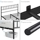 image 4 of Yaheetech 5ft King Metal Bed Frame with Slatted Headboard Black