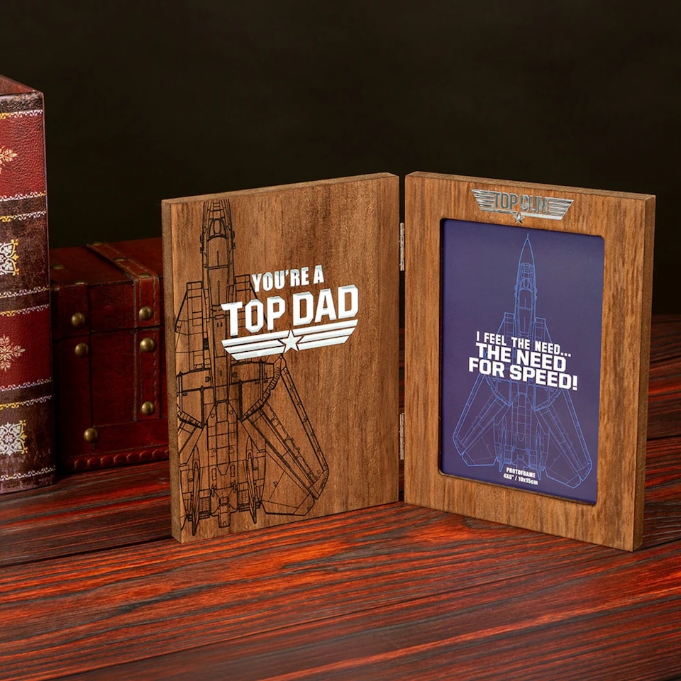 image 1 of Top Gun Top Dad Folding Photo Frame Brown