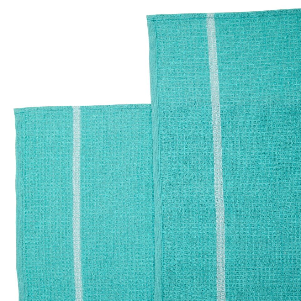 image 1 of Interiors by Premier Efficient Set Of Three Green And White Tea Towels, Absorbent Durable Tea Towels, Soft Tea Towels For Kitchen Green