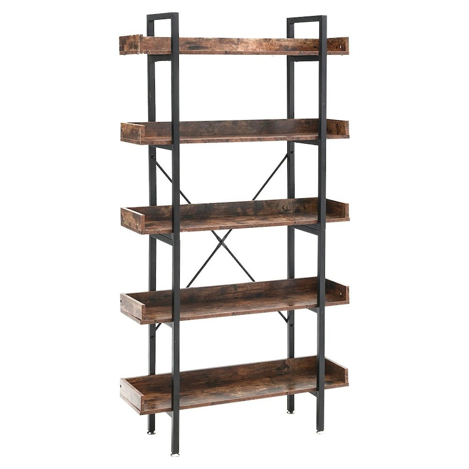 image 1 of Living and Home Shelving Unit Bookcase Display Shelf 5-Tier - Brown