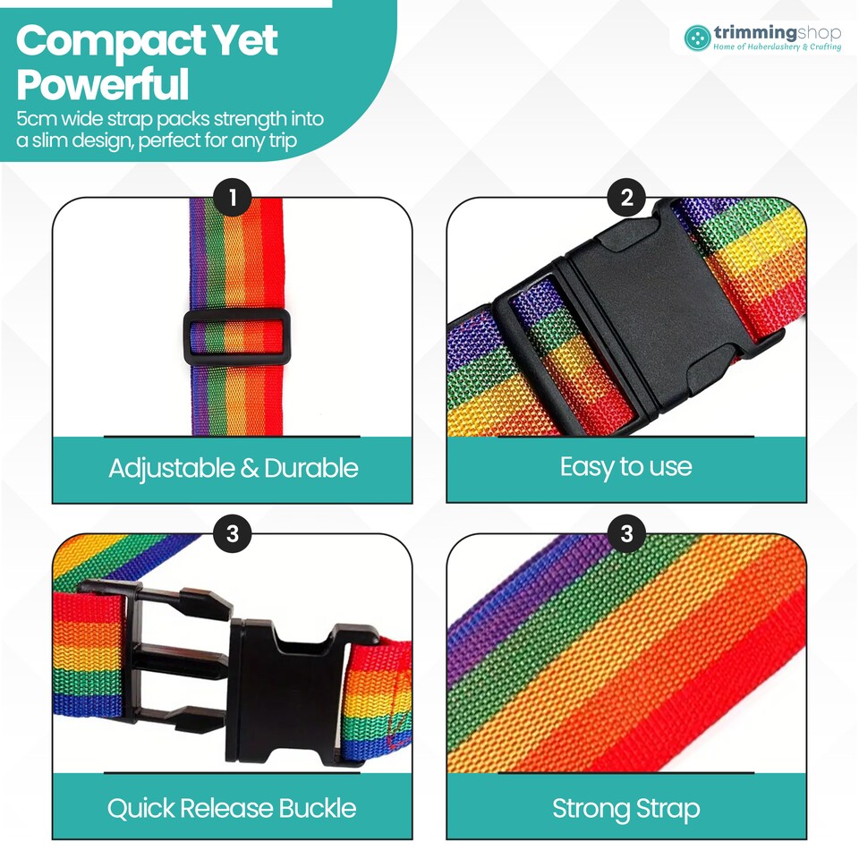 image 1 of Strong Adjustable Luggage Strap with Buckle - Pack of 4