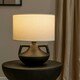 image 2 of ValueLights Zoe Linen Drum Lamp Shade Matte Black Ceramic Vase Table Lamp with LED Bulb Black