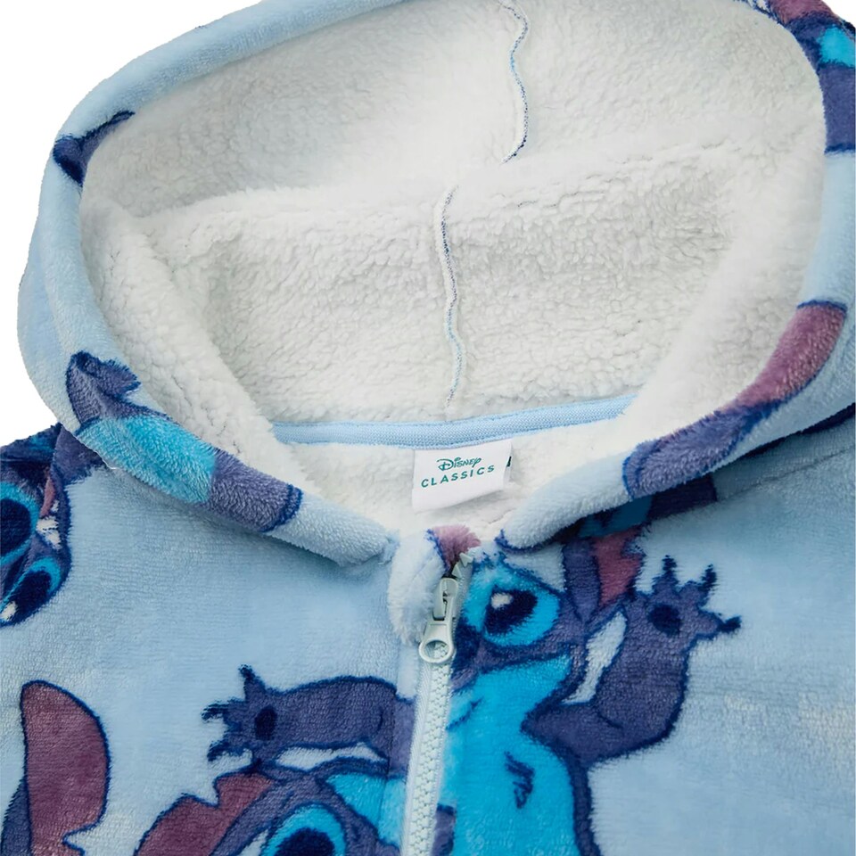 image 1 of Lilo & Stitch Girls Full Zip Hoodie Blanket - Blue - One Size
