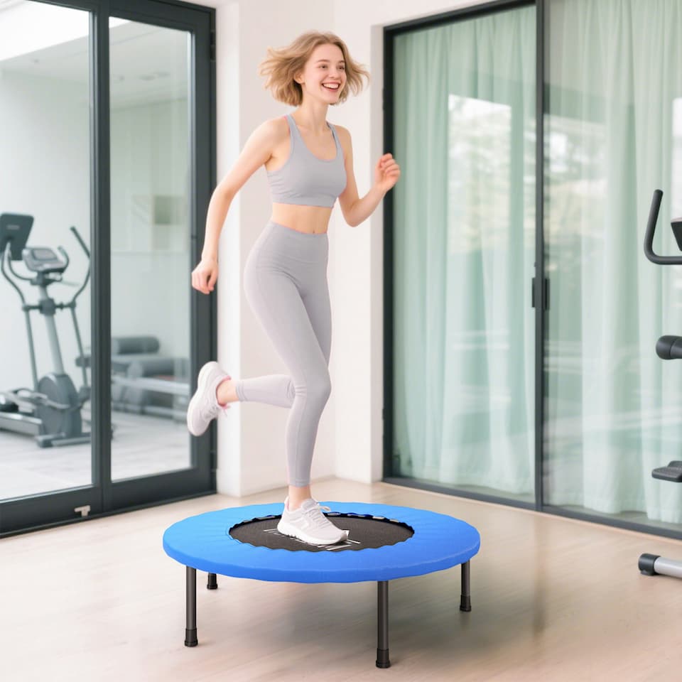 image 1 of HOMCOM 81cm Fitness Trampoline Exercise, Max Load 100 KG, Blue Black