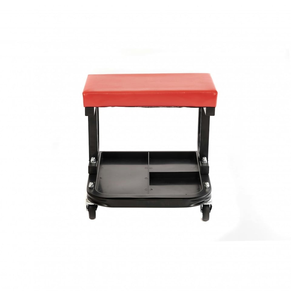 image 1 of Oypla Heavy Duty Garage Stool Rolling Mechanics Chair Crawling Seat Red