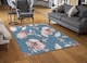 image 2 of Pink Flowers On Blue Rug | Multi