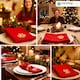 image 8 of 1pc Christmas Table Napkin Set with Festive Jingle Bell Embroidery - 20 Inch