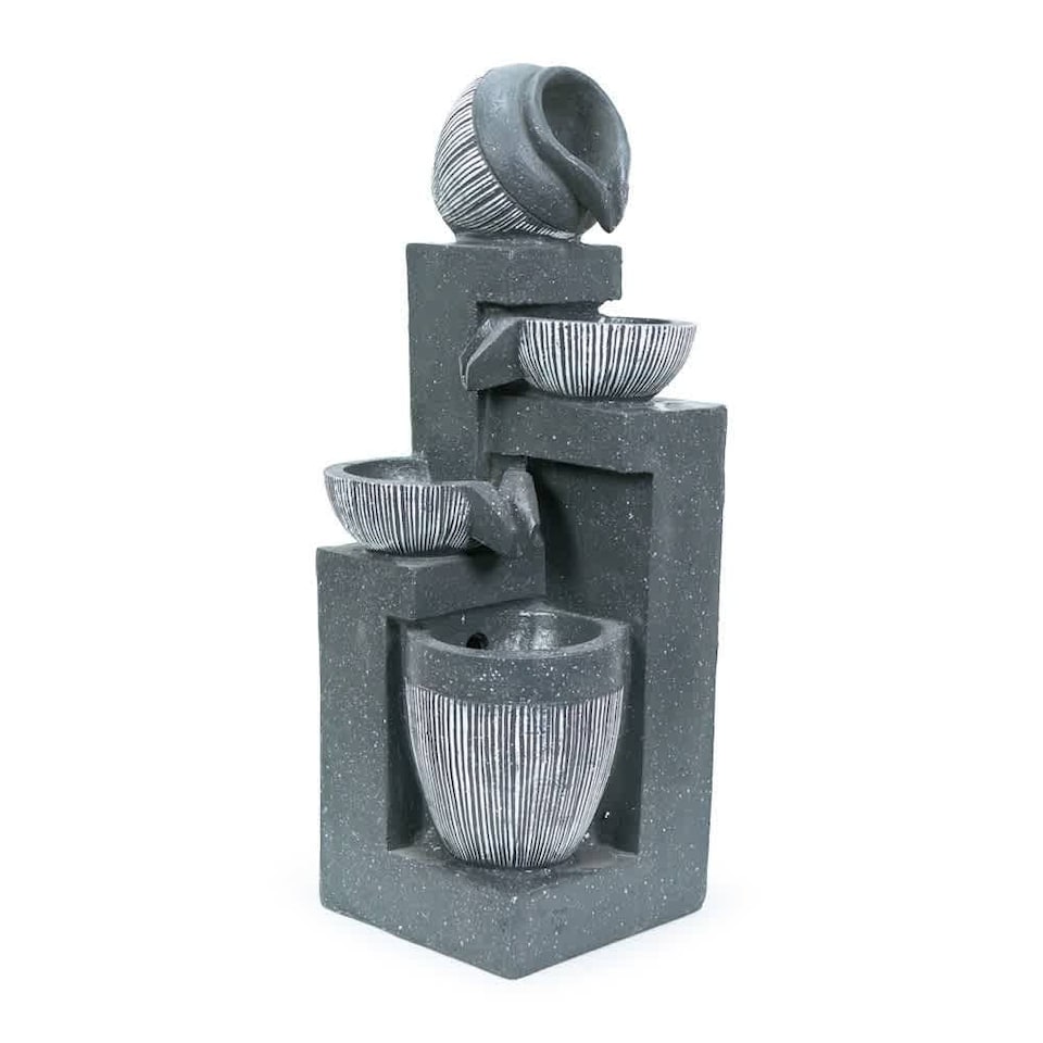 image 1 of ValueLights Solar Powered Stacking Pots Water Feature Outdoor Fountain | Multi