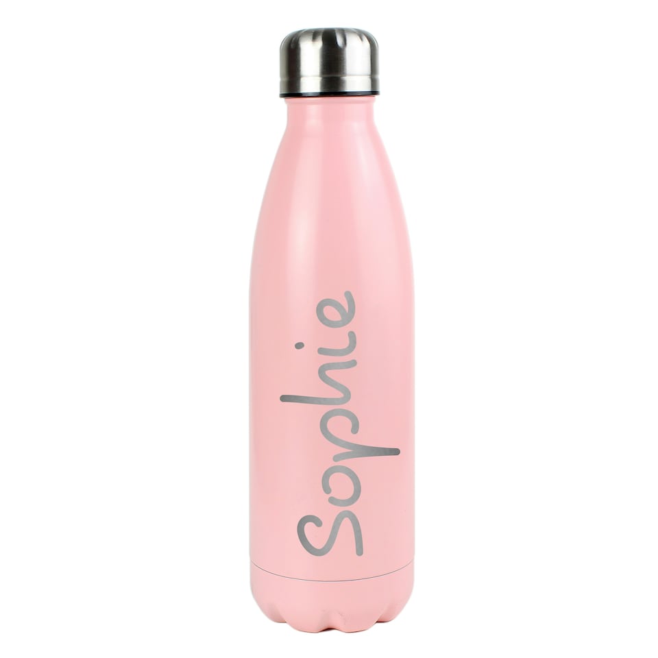 image 1 of Personalised Name Only Pink Metal Insulated Drinks Bottle