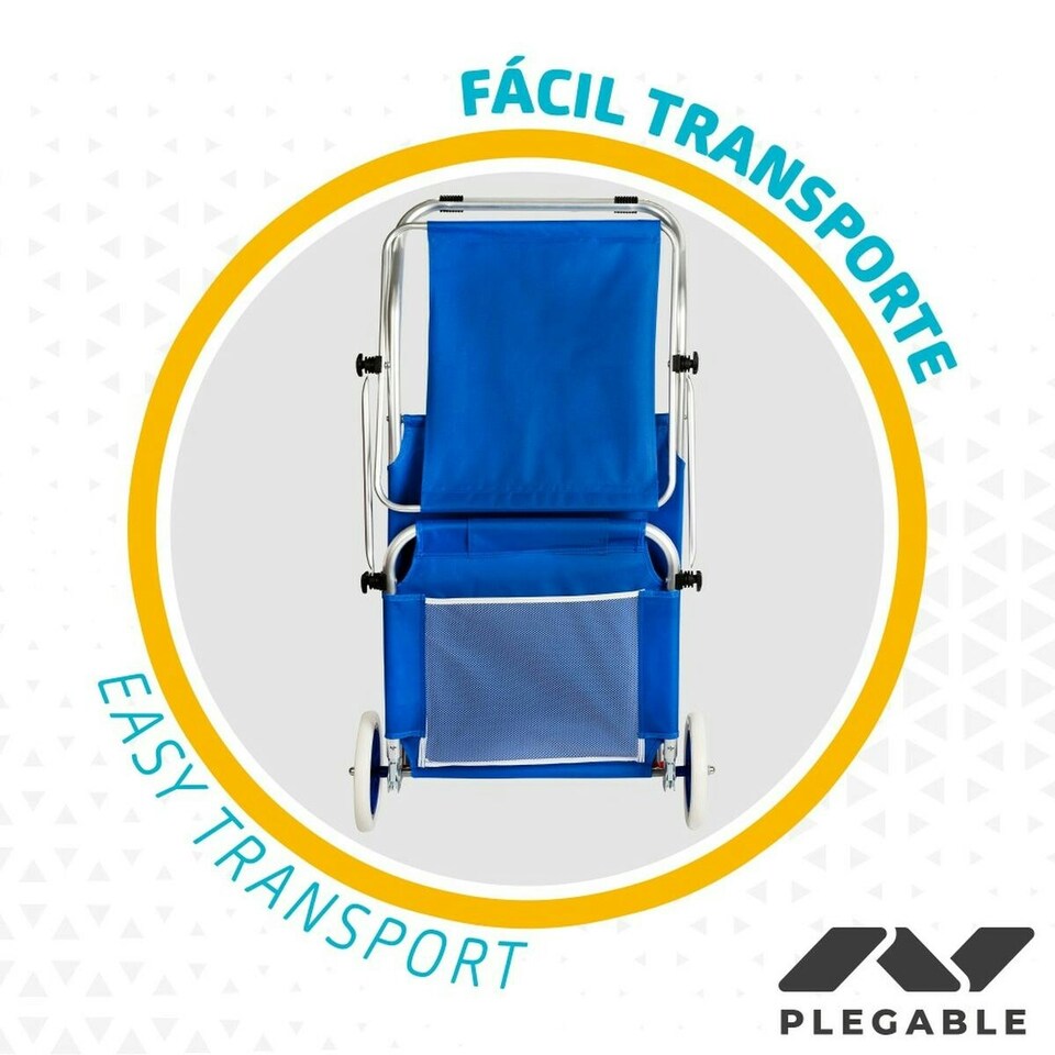 image 1 of Folding Lounger Camping Chair Aktive Blue 62 x 62 x 117 cm Folding cart Awning (2 Units) N/A