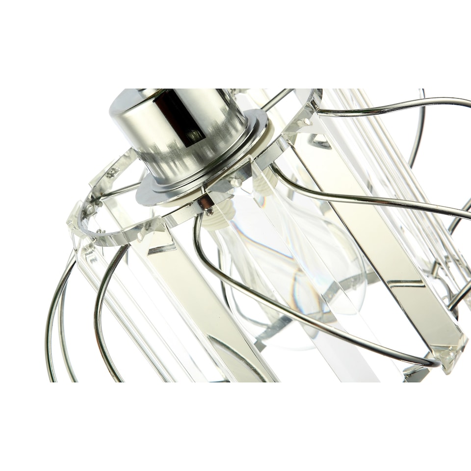 image 1 of Modern Pendant Lamp Shade with Clear Acrylic Rectangular Prims and Chrome Frame | Chrome