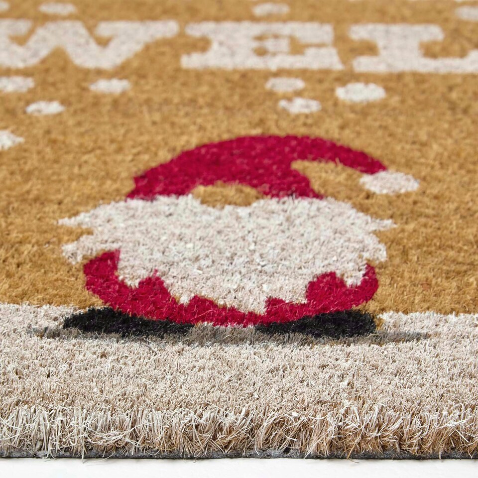image 1 of Homescapes Coir Doormat Christmas Gonk - 40 x 60 cm