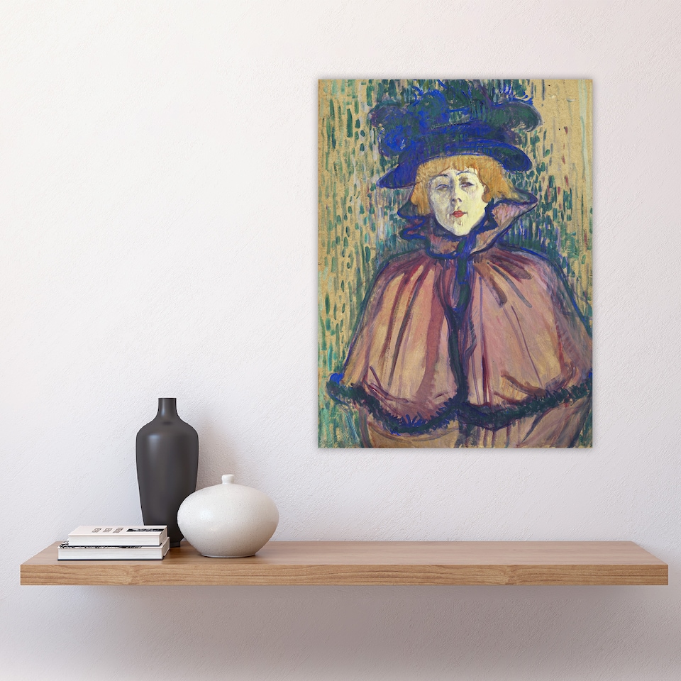 image 1 of Jane Avril Portrait with Hat Vintage Wall Art Print Lautrec 18x24"