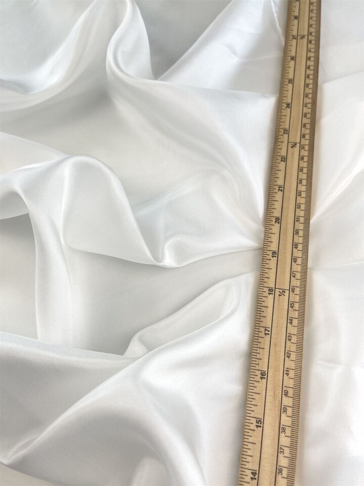 Minerva Core Range White 100% Silk Habotai Fabric for Bridal, Dressmaking, 90cm / 35" Wide - per metre