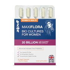 MaxiFlora Women’s Probiotics 20 Billion CFU, 30 Vegan Capsules, 1-Month Supply, 3 Bio Cultures, Intimate Health, Shelf Stable