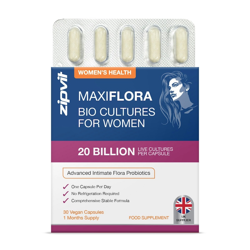 image 1 of MaxiFlora Women’s Probiotics 20 Billion CFU, 30 Vegan Capsules, 1-Month Supply, 3 Bio Cultures, Intimate Health, Shelf Stable