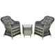 image 1 of Outsunny 3 PCS Aluminium Rattan Bistro Set with Soft Cushions