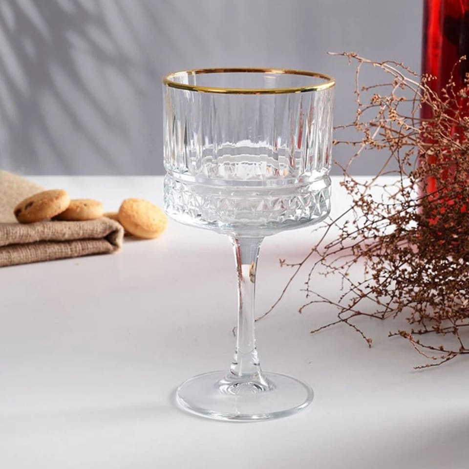 image 1 of 500ml Elysia Cocktail Goblets Gold Rimmed Long Stemmed Martini Glass | Clear | Clear | 4