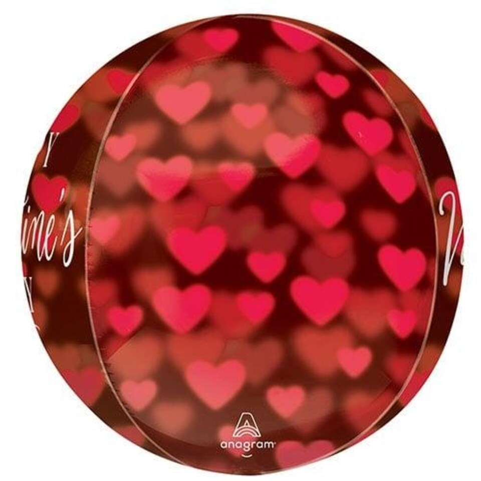 image 1 of Happy Valentine's Day Romantic Glow Hearts Orbz Foil Helium Balloon 38cm / 15 in