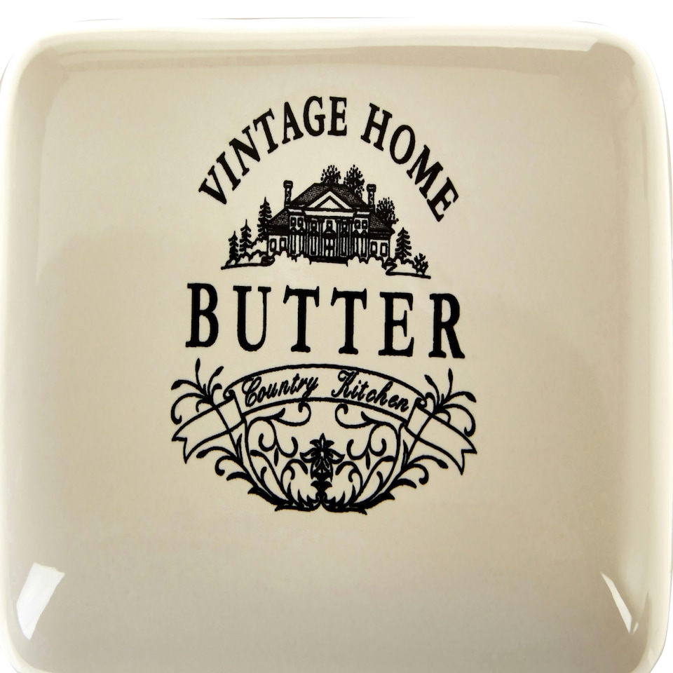 image 1 of Vintage Home Cream Butter Dish Cream