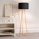 image 3 of ValueLights Lottie Natural Wood Tripod Floor Lamp Black Shade and Bulb