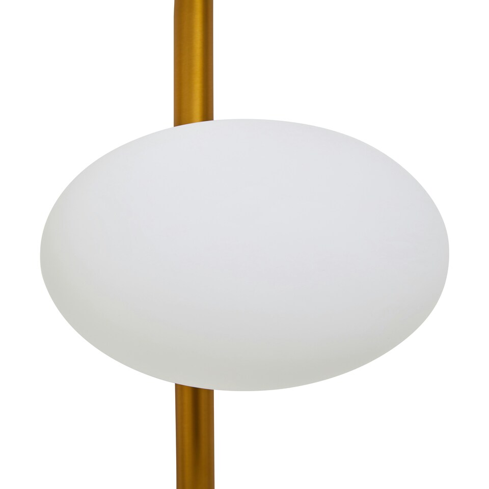 image 1 of Interiors by Premier Four Bulb White Glass Wall Light, Brass Finish Oval Frame Wall Sconce, Minimalist Metal Wall Lamp Gold