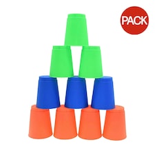 Pre-Sport Stacking Cups (Pack of 12) - Blue/Green/Orange - One Size