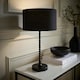 image 2 of ValueLights Maeve Black Fabric Drum Lamp Shade Matte Black Bobbin Bobble Table Lamp | Black