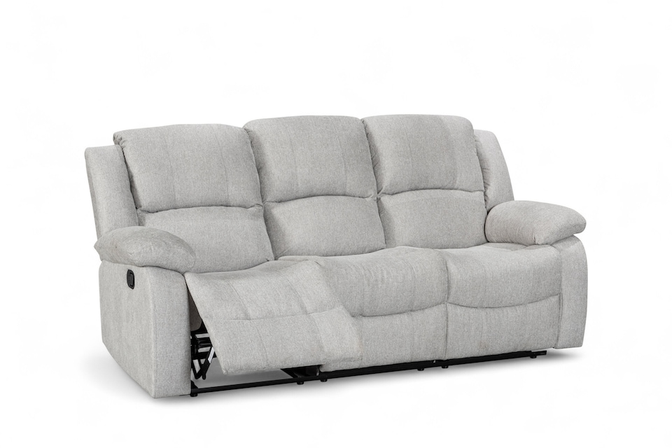 image 1 of Fabric Light Grey 3 Seater Recliner Sofa VARESA