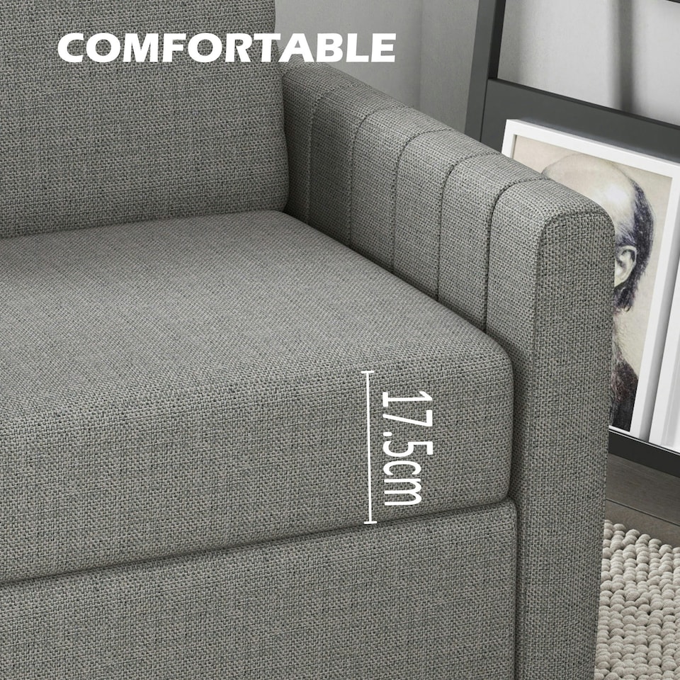 image 1 of HOMCOM Modern 2 Seater Sofa with Spring Cushion, Back Pillow, Grey Grey