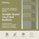 image 2 of Straight Heated Towel Rail Radiator, 481W, 600 x 1400mm, Chrome | Silver | Chrome