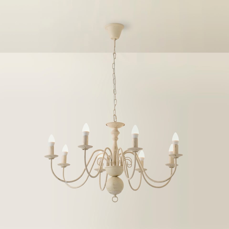 image 1 of ValueLights Gothica 8 Way Distressed Ceiling Light Chandelier & Bulbs | Gold