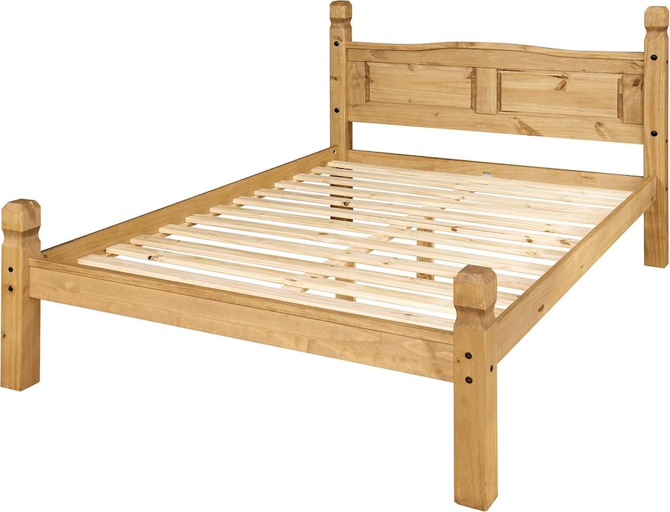 image 1 of Corona Double Bed Frame Low Foot End 4ft6 Solid Mexican Pine Bedroom