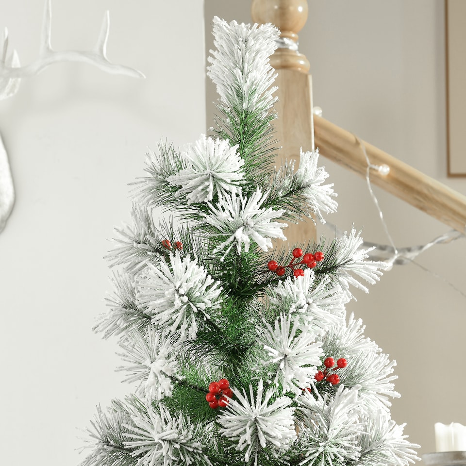 image 1 of HOMCOM Indoor Christmas Tree Artificial Berry mas Decoration with Metal Stand and 184 Tips (5FT(150CM))