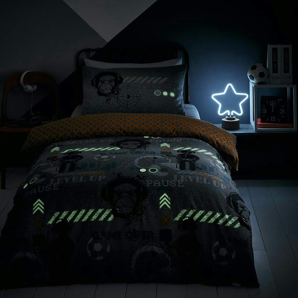 image 1 of Portfolio Home Gamer Soft Easy Care Bed Linen Bedding Duvet Cover Quilt Set With Pillow Case | Multi | Single