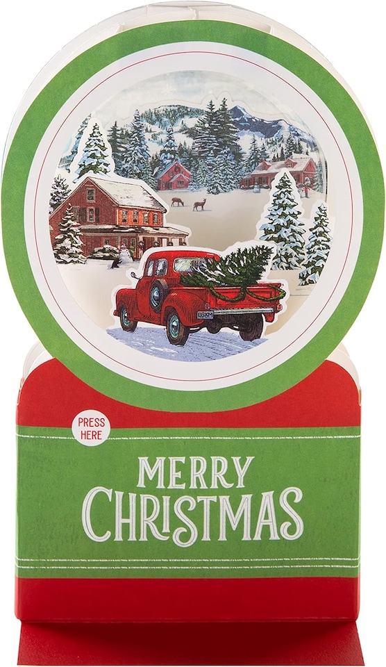image 1 of 3D Pop-Up Musical Winter Journey Snowglobe Design Christmas Card