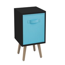 Black 1-Drawer Cube Shelving Unit with Scandinavian Legs | Blue | Sky Blue & Pine | 1